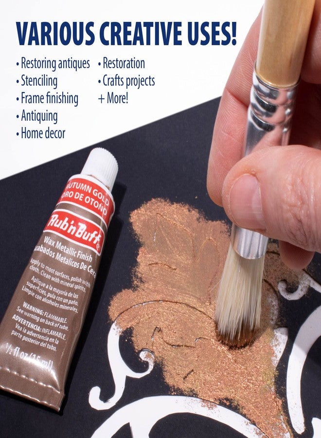 AMACO Rub n Buff Wax Metallic Finish - 2 Rub n Buff Autumn Gold 15ml Tubes - Versatile Gilding Wax for Finishing Furniture Antiquing and Restoration - Rub and Buff Colors Set of Two - Image 4